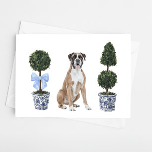 Boxer Dog Puppy Topiary Watercolor Card