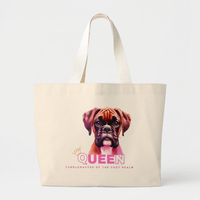 Boxer Dog: Queen Cuddle Master Large Tote Bag (Front)
