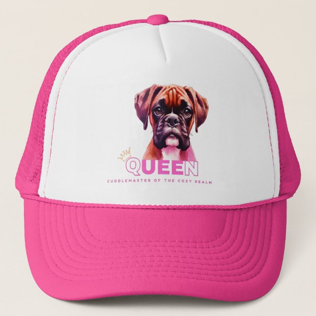 Boxer Dog: Queen Cuddle Master Trucker Hat (Front)