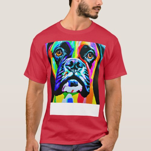 Boxer Dog Rainbow Painting T_Shirt