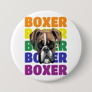 Boxer Dog Rainbow Typography Funny Pet Lover Button