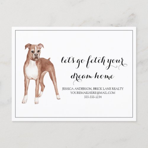 Boxer Dog Real Estate Buying Marketing  Postcard