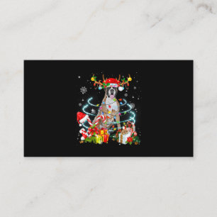 Boxer Dog Reindeer Christmas Tree Lights Pajama Xm Business Card