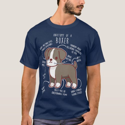 Boxer Dog Reverse Brindle Seal Anatomy T_Shirt