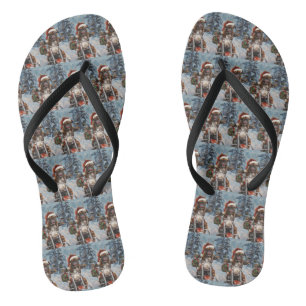 Boxer Dog Riding Motorcycle Christmas Flip Flops