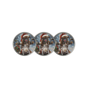 Boxer Dog Riding Motorcycle Christmas Golf Ball Marker