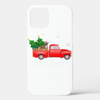 Boxer Dog Riding Red Truck Christmas iPhone 12 Case