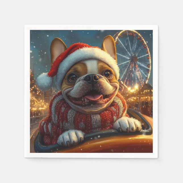 Boxer Dog Roller Coaster Christmas Napkins (Front)