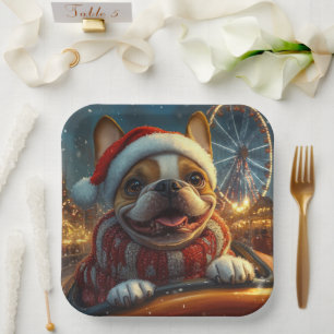 Boxer Dog Roller Coaster Christmas Paper Plates