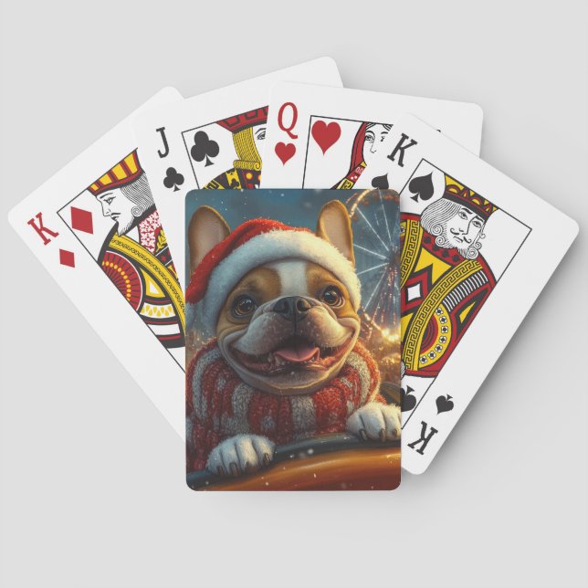 Boxer Dog Roller Coaster Christmas Poker Cards (Back)