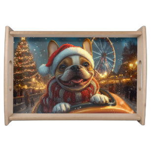 Boxer Dog Roller Coaster Christmas Serving Tray