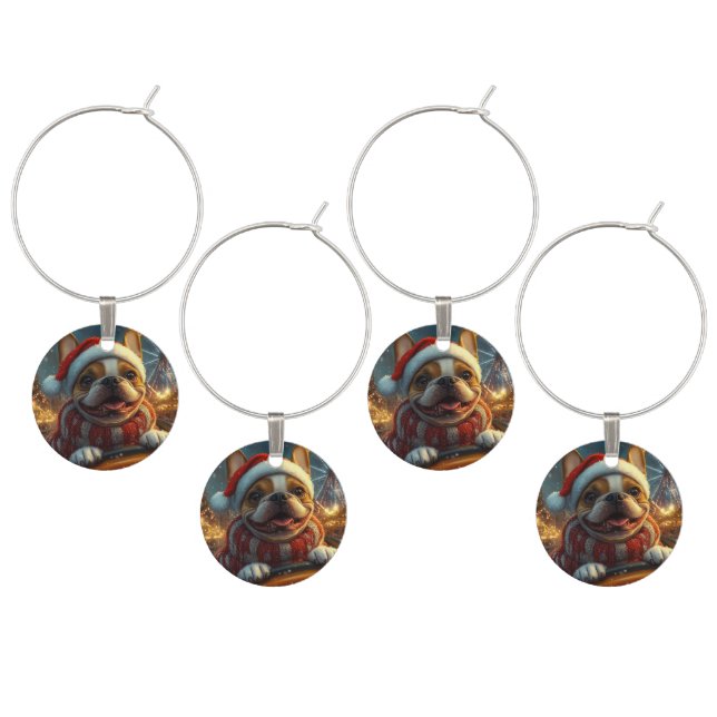 Boxer Dog Roller Coaster Christmas Wine Charm (Staggered)