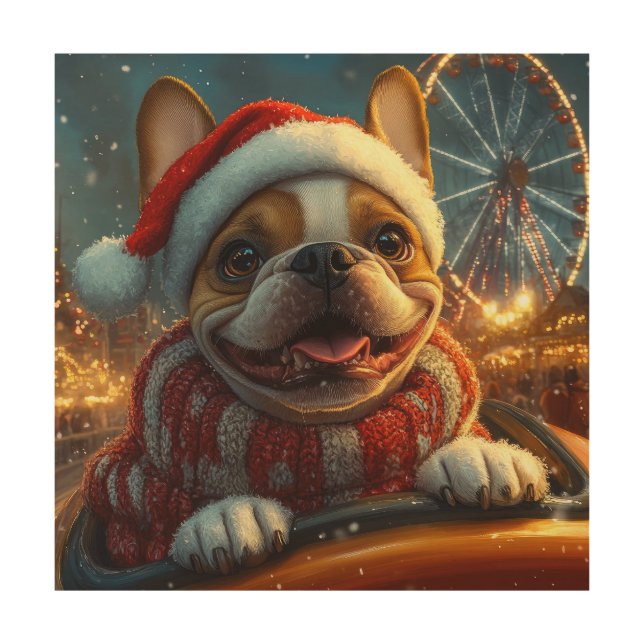 Boxer Dog Roller Coaster Christmas Wood Wall Art (Front)