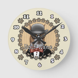 Boxer Dog Round Clock