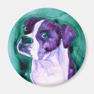 Boxer Dog Round Magnet - "Not Me"