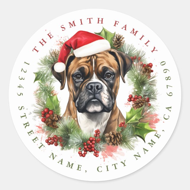 Boxer Dog Round Stickers (Front)