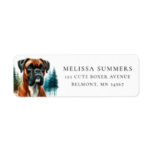 Boxer Dog Rustic Trees Return Address Label