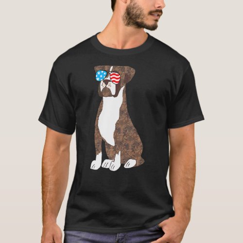 Boxer Dog s Patriotic Cool Usa Flag Memorial Day T_Shirt