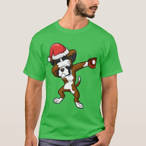Boxer Dog Santa Claus Baseball T_Shirt