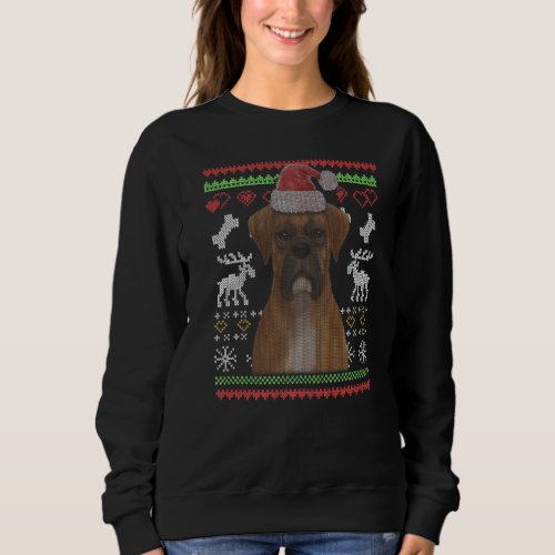 Boxer Dog Santa Claus Ugly Christmas Pattern X Mas Sweatshirt