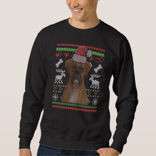 Boxer Dog Santa Claus Ugly Christmas Pattern X Mas Sweatshirt
