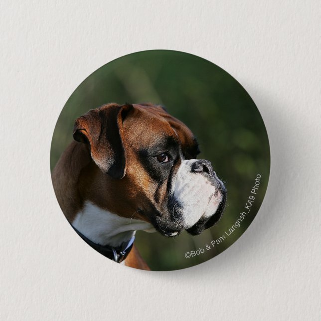 Boxer Dog Side Profile Button (Front)