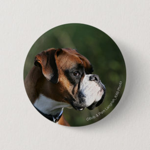 Boxer Dog Side Profile Button