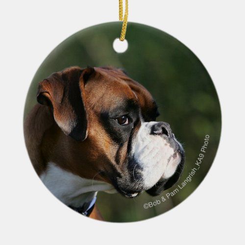 Boxer Dog Side Profile Ceramic Ornament