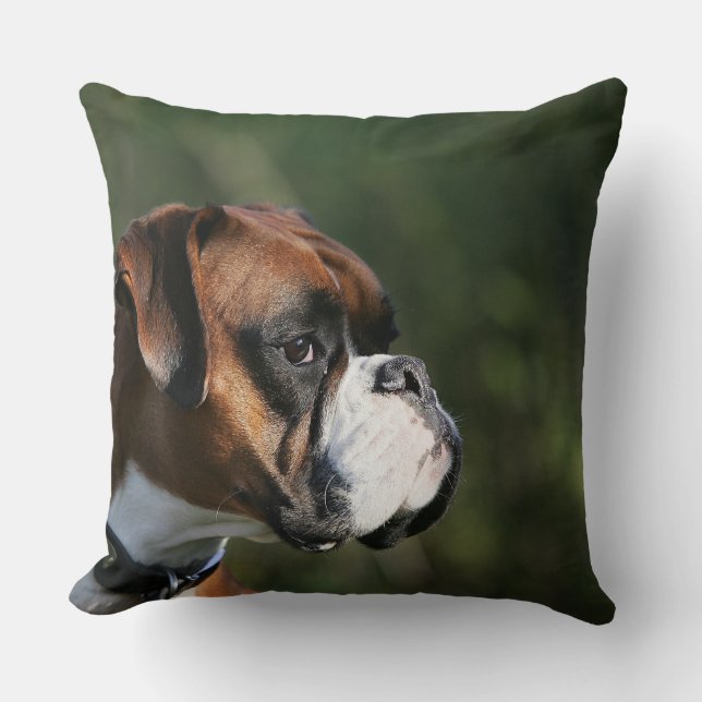 Boxer Dog Side Profile Throw Pillow (Front)