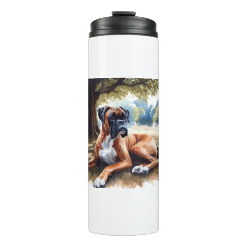 Boxer Dog Siesta in watercolor Thermal Tumbler