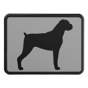 Boxer Dog Silhouette Black and Grey Hitch Cover
