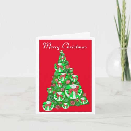 Boxer Dog Silhouette Christmas Tree Red Green Card