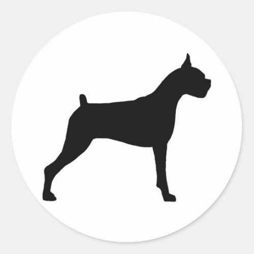 Boxer Dog Silhouette Classic Round Sticker