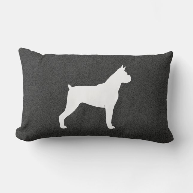 Boxer Dog Silhouette (Cropped Ears) Lumbar Pillow (Front)