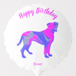 Boxer Dog Silhouette Cute Pink Birthday Balloon