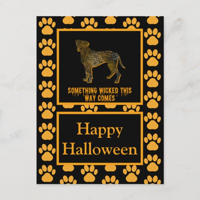 Boxer Dog Silhouette Happy Halloween Orange Postcard (Front)