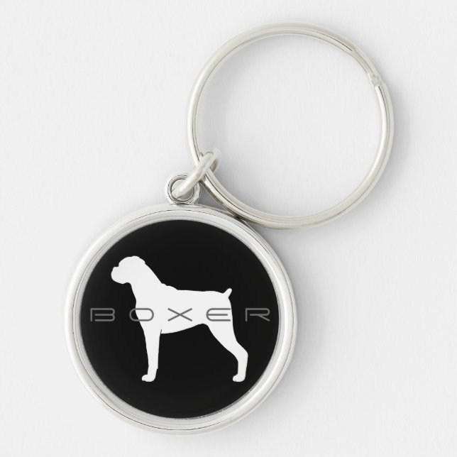 Boxer Dog Silhouette Keychain (Front)