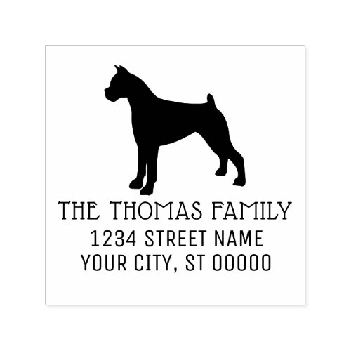 Boxer Dog Silhouette Name Address Monogram Self_inking Stamp