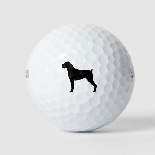 Boxer Dog Silhouette _ Natural Ears Golf Balls