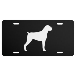 Boxer Dog Silhouette (Natural Ears) License Plate