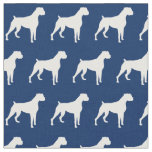 Boxer Dog Silhouette Pet Navy Blue Fabric