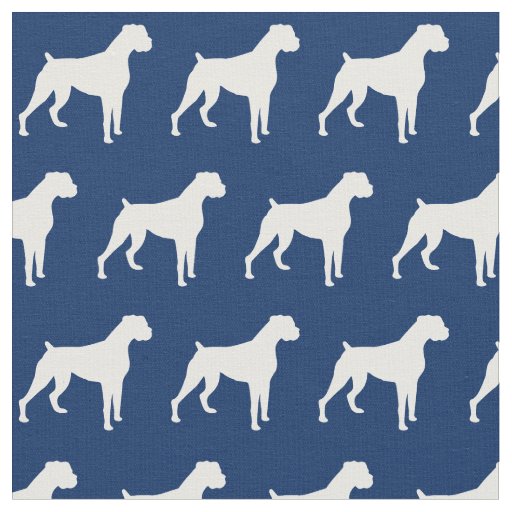 Boxer Dog Silhouette Pet Navy Blue Fabric