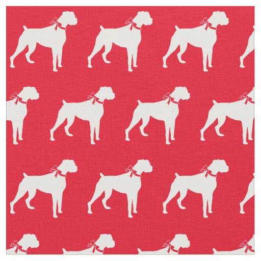 Boxer Dog Silhouette Pet Red Fabric
