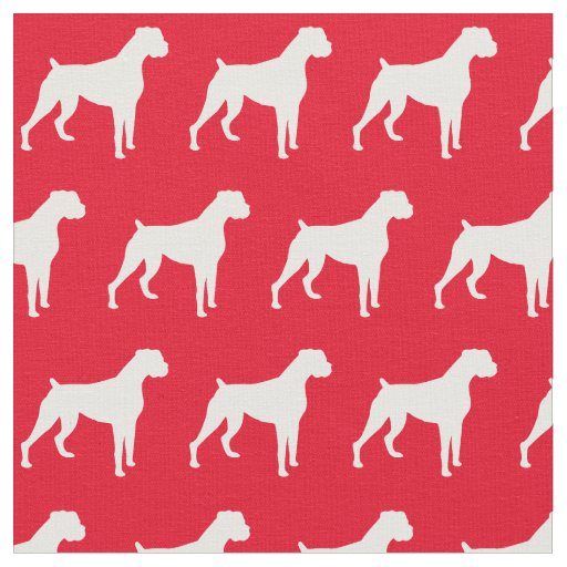 Boxer Dog Silhouette Pet Red Fabric