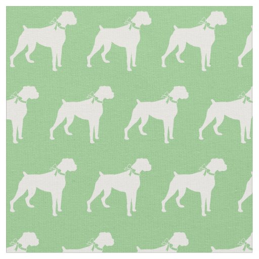 Boxer Dog Silhouette Pet Sage Green Fabric
