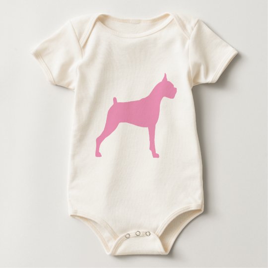 Boxer Dog Silhouette (pink) Baby Bodysuit
