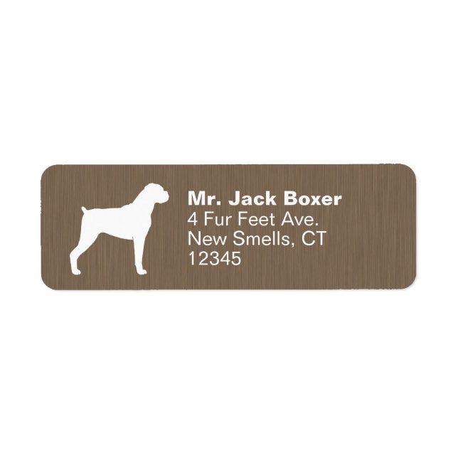 Boxer Dog Silhouette Return Address Labels (Front)