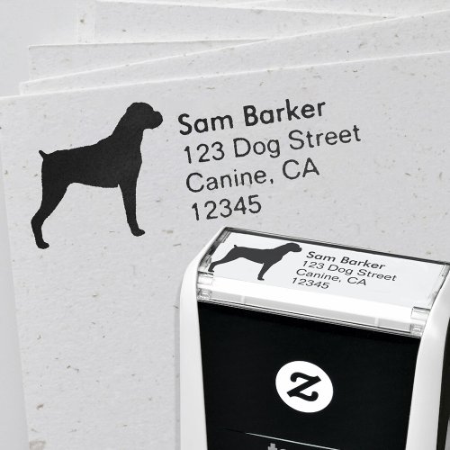 Boxer Dog Silhouette Return Address _ Natural Ears Self_inking Stamp