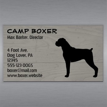 Boxer Dog Silhouette With Natural Ears Faux Wood Business Card Magnet by jennsdoodleworld at Zazzle