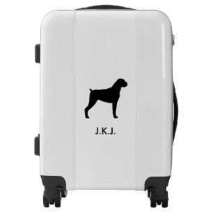 Boxer Dog Silhouette with Natural Ears Luggage